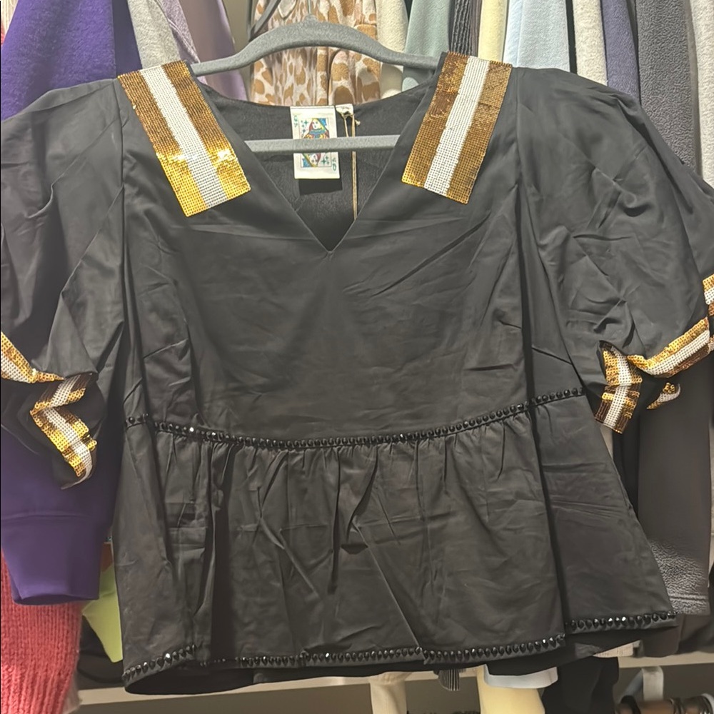 Queen of sparkles: Black and Gold Women's Top